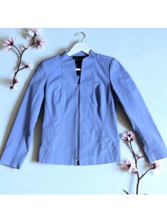 Lafayette 148 New York Jackets & Blazers - Lafayette 148 New York Susanne Patch Pocket Zip Up Jacket in Bluebird Size 0